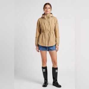 Columbia Tan Hooded Raincoat( Spring Jacket) with Drawstring Waist